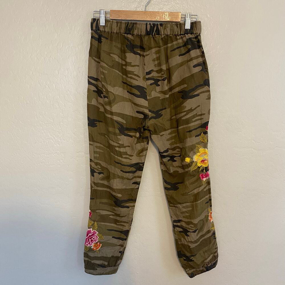 Johnny Was Vella Camo Print Cropped Linen Pants Womens Size Small Floral Boho - Picture 3 of 7